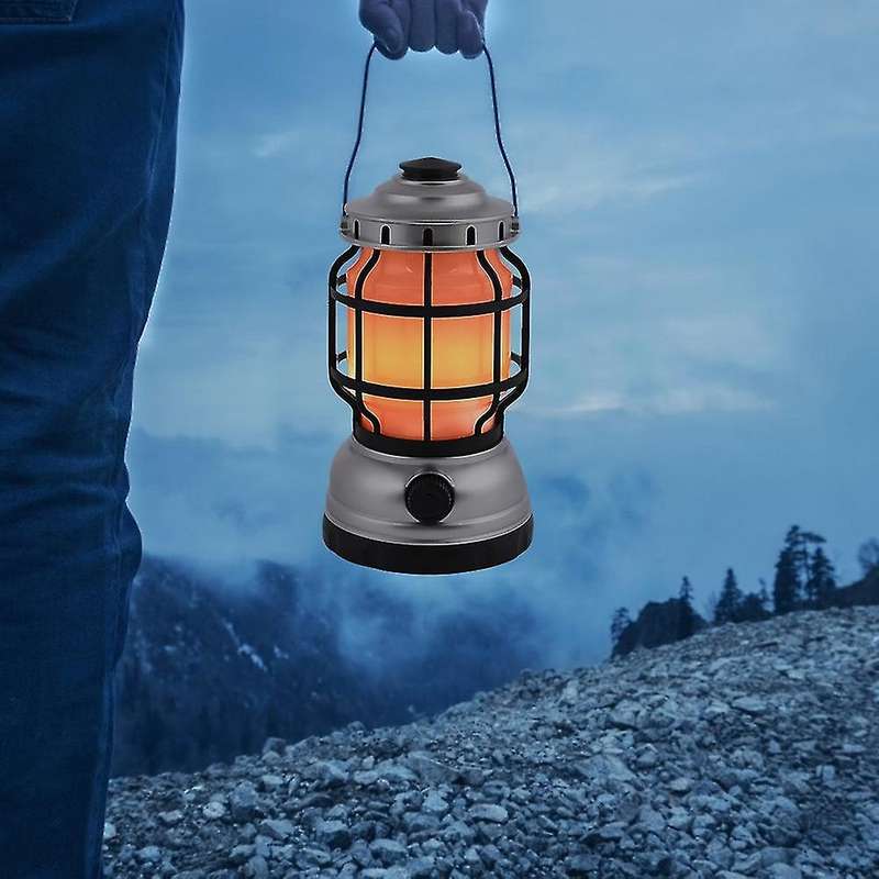 Retro Portable Lantern Outdoor Camping without Remote Control,b