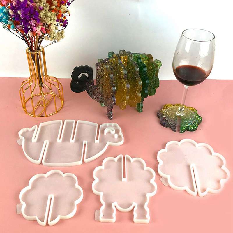 Diy Animal Sheep Coaster Silicone Mold Bracket Set