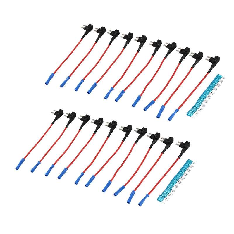 20 Pack - 12v Car Add-a-circuit Fuse Tap Adapter Blade Fuse Holder