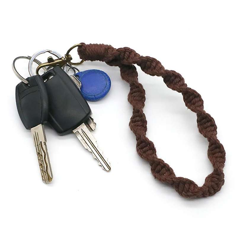 Macrame Keychain Boho Handmade Wristlet Bracelet Keychain for Women