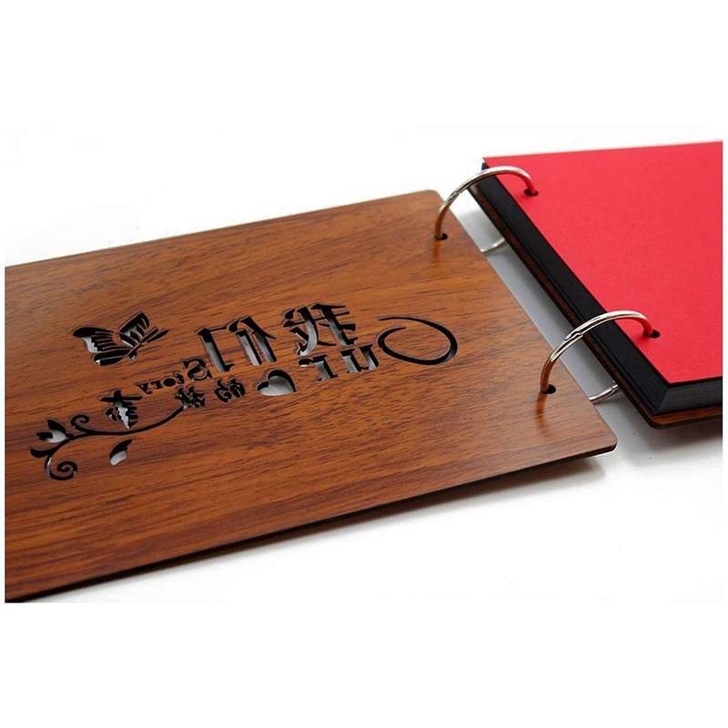 6 Inch Wooden Photo Album Baby Growth Memory Life Photo Relief Brown