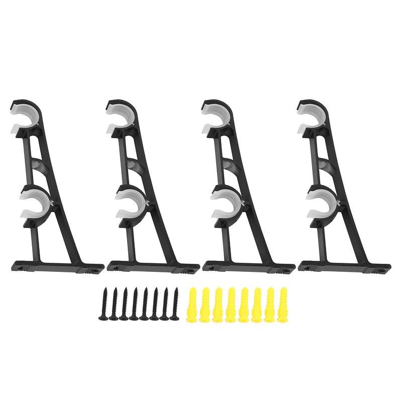 Double Curtain Rod Holders Set, Tap Right Into Window Frame Black