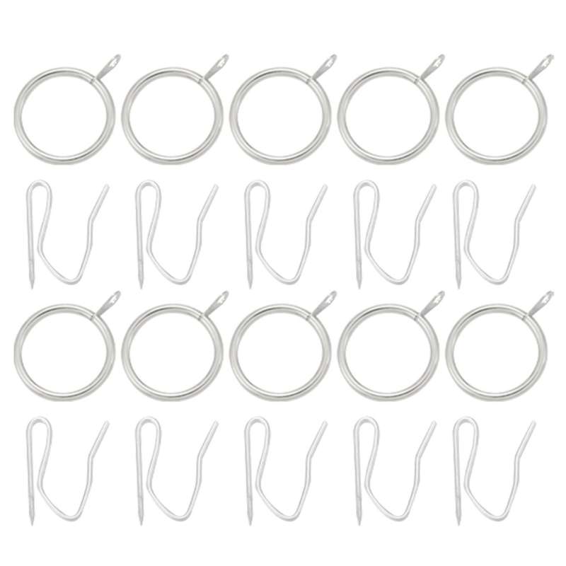 30 Pcs Metal Drapery Curtain Rings 30 Pcs Curtain Hooks for Window