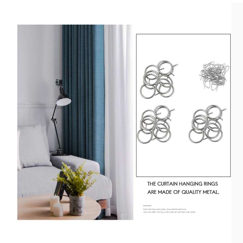 30 Pcs Metal Drapery Curtain Rings 30 Pcs Curtain Hooks for Window
