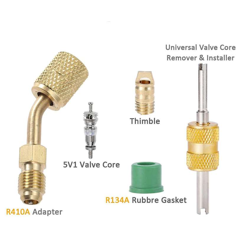 R410a Split Adapter Kit,valve Core Remover,thimbles 5v1 Valve Cores