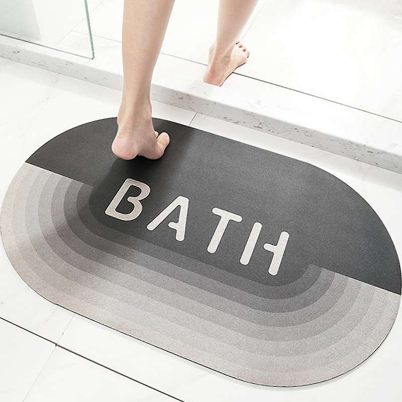 Super Absorbent Bath Mat Quick Dry Bathroom Carpet Floor, Gray