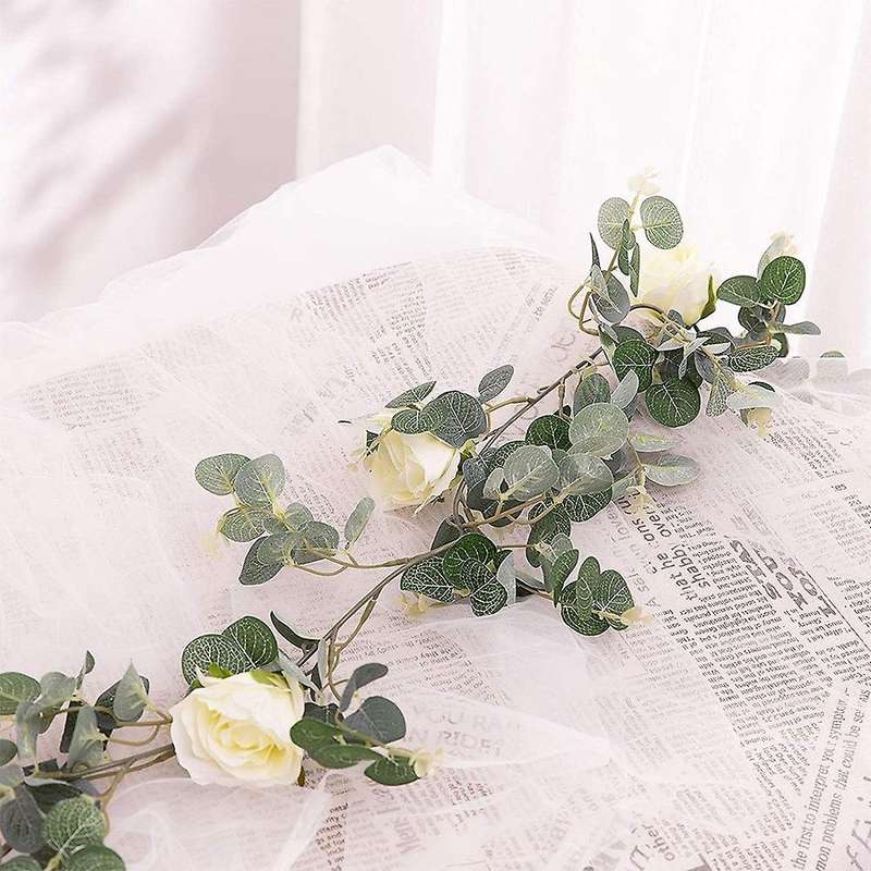 Artificial Eucalyptus Garland with Roses for Indoor&outdoor Decor