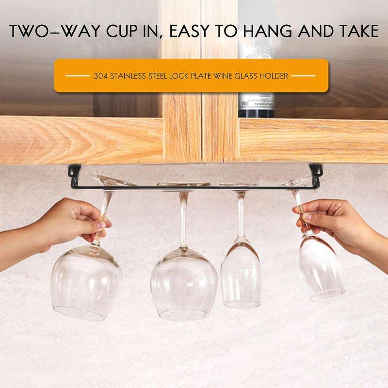 Large Stemware Wine Glass Kitchen Bar Black Iron 17 Inch Set Of 2
