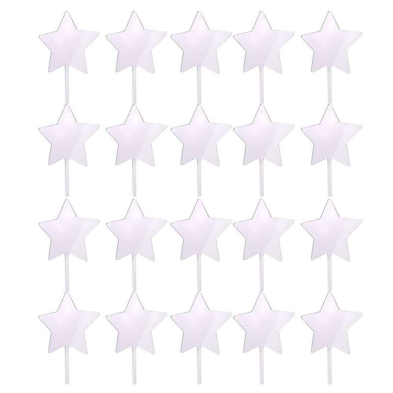 20pcs Blank Wordless Five-pointed Star Acrylic Cake Plug-in Decor
