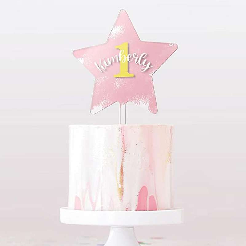 20pcs Blank Wordless Five-pointed Star Acrylic Cake Plug-in Decor