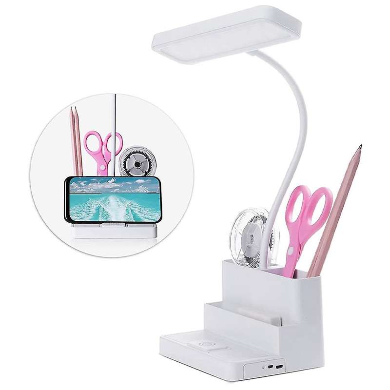 Led Desk Lamp with Pen/phone Holder , Flexible Gooseneck, 3 Color