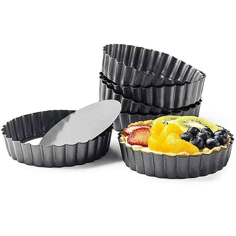 6 Pcs Non-stick Quiche Bottom Fluted Heavy Pizza Pan Bakeware