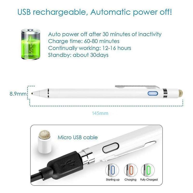 Stylus Rechargeable Digital Pen with Cloth Tip Active Capacitive Pen