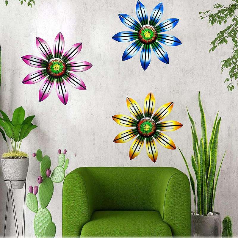 3 Pcs Flowers Art Craft Garden Ornament for Garden Indoor Outdoor