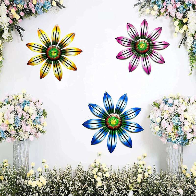 3 Pcs Flowers Art Craft Garden Ornament for Garden Indoor Outdoor
