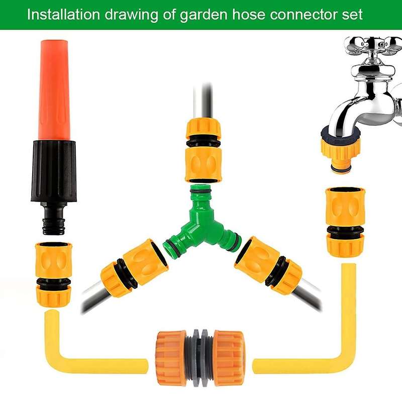 Plastic 4-point Water Pipe Quick Connector Set Gardening Connector