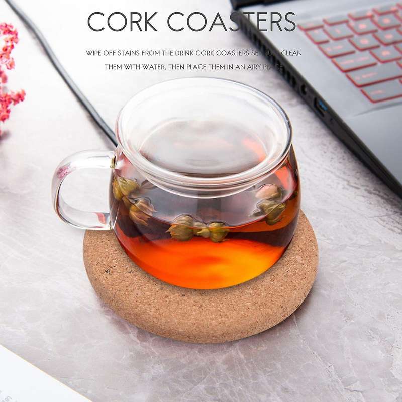 Natural Cork Round Edge Coasters,diameter and 2/5 Inch Thick Plain