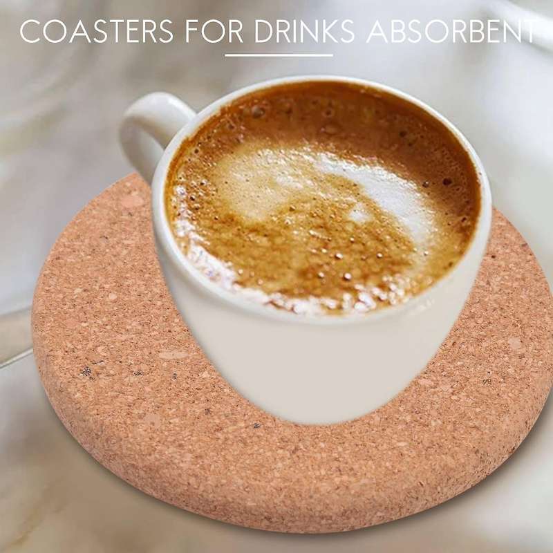 Natural Cork Round Edge Coasters,diameter and 2/5 Inch Thick Plain