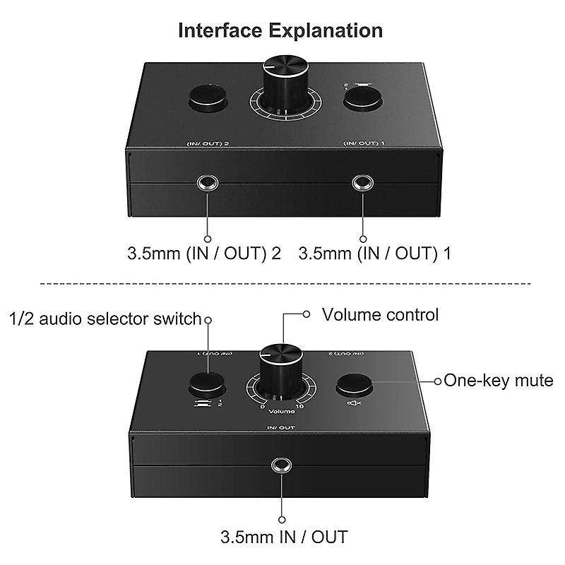3.5mm 2 Input 1 Output/1 Input 2 Output Audio Splitter Switcher
