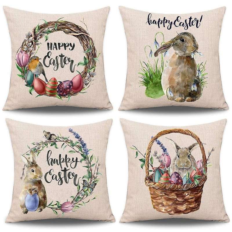 Rabbit Pillow Cover, Linen Sofa Bed Throw Cushion Cover Decoration