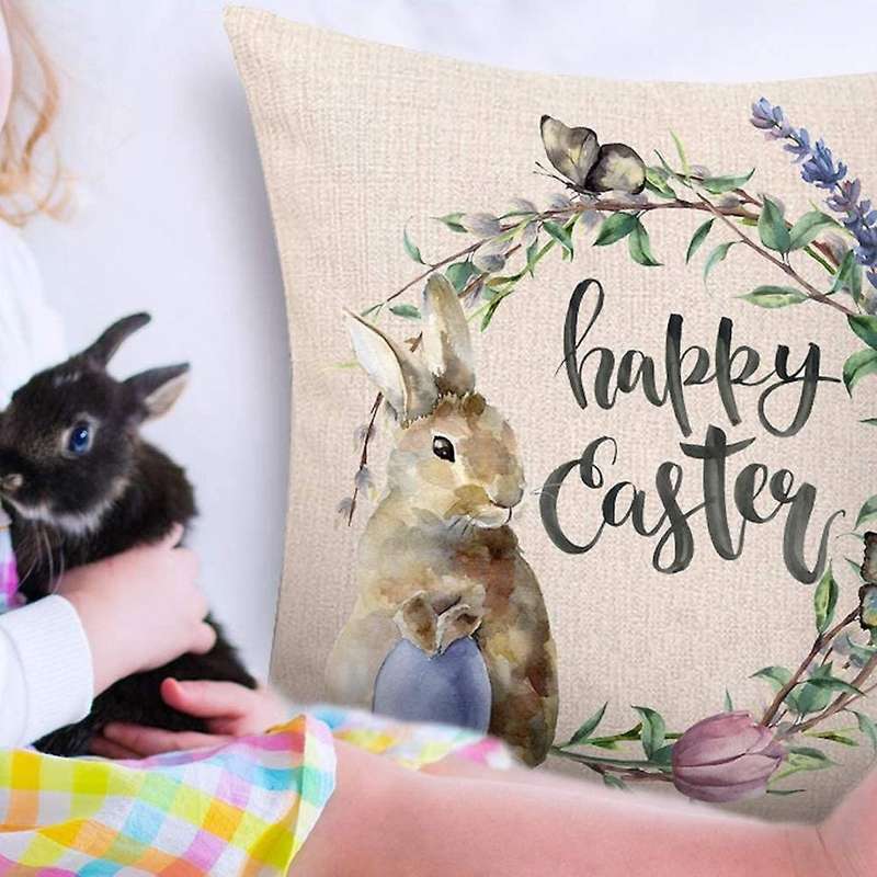 Rabbit Pillow Cover, Linen Sofa Bed Throw Cushion Cover Decoration