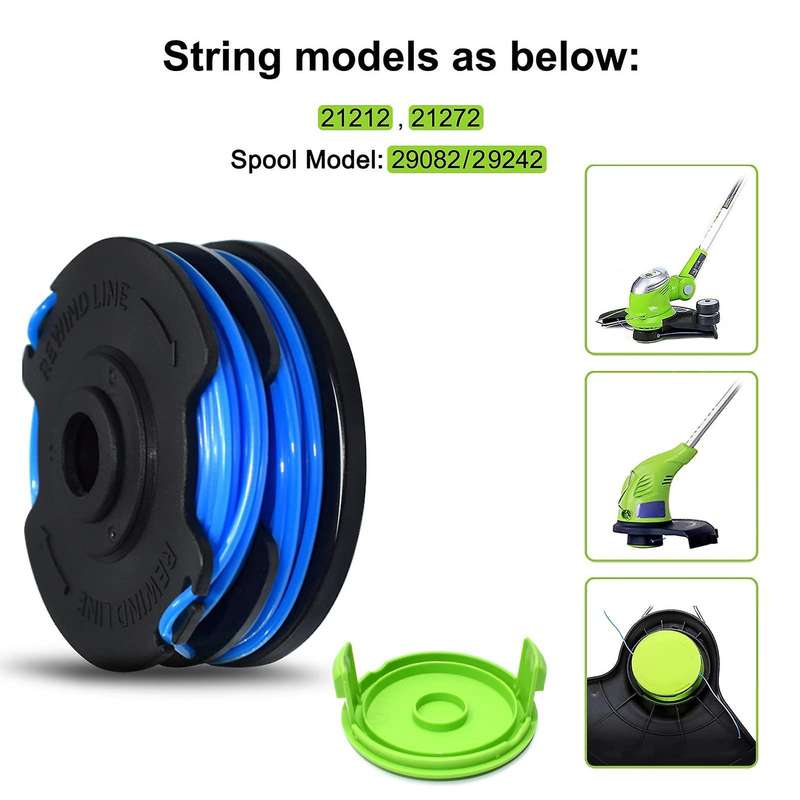 8pack 27ft 0.065inch String Trimmer Spool for Greenworks Model 21212