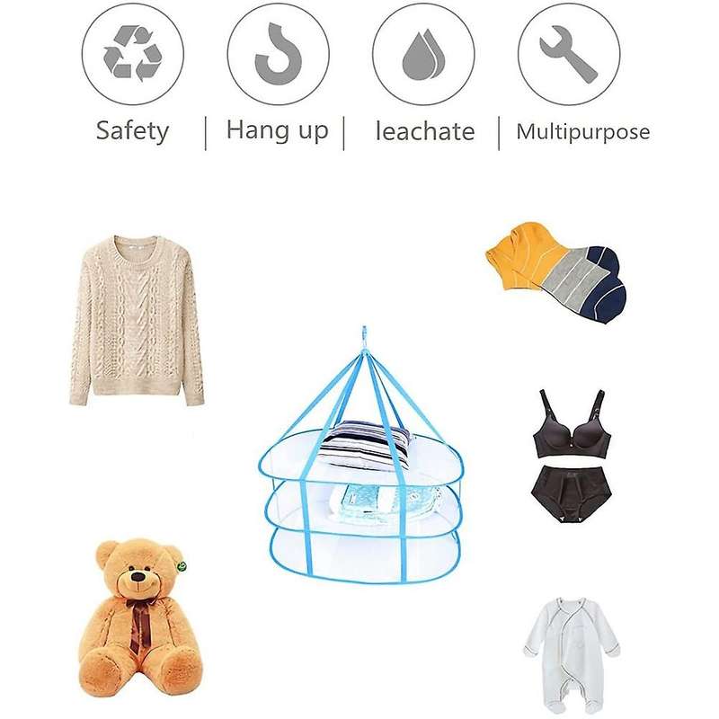 3-tier Mesh Clothes Hanging Dryer, Foldable Sweater Drying Rack