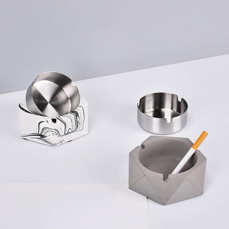 Cement Metal Stainless Steel Living Room Ashtray Ornaments,ink Color