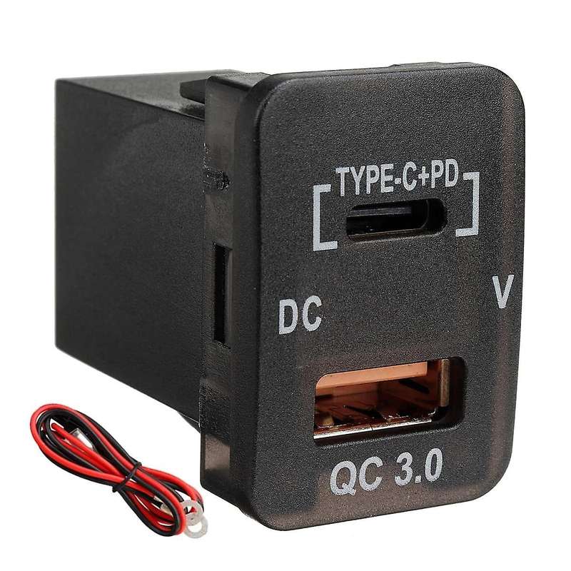 Car Type-c+pd Qc3.0 Charger Dual Usb Adapter for Toyota Camry Prado
