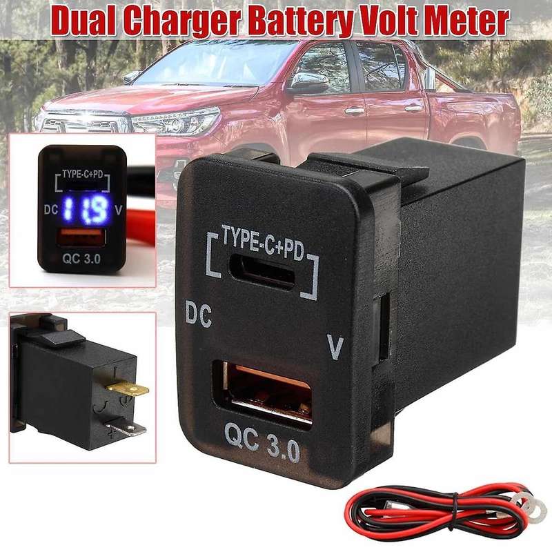 Car Type-c+pd Qc3.0 Charger Dual Usb Adapter for Toyota Camry Prado