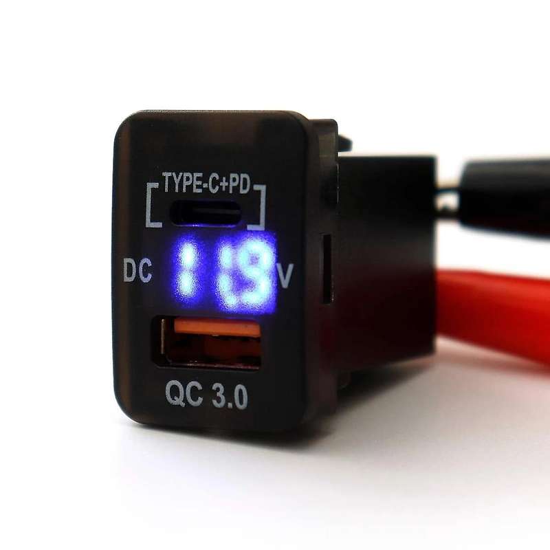 Car Type-c+pd Qc3.0 Charger Dual Usb Adapter for Toyota Camry Prado