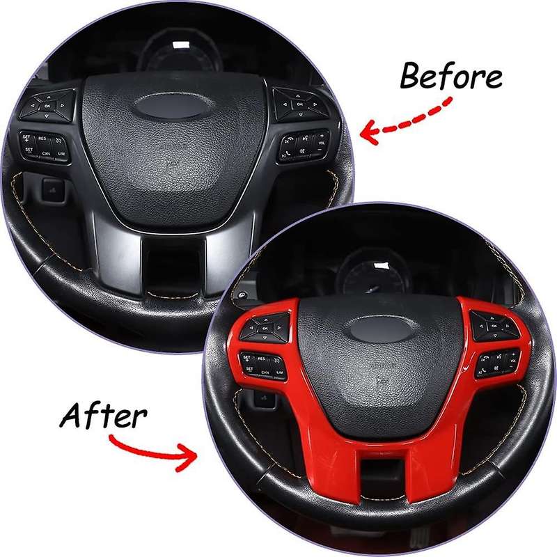 Steering Wheel Cover Trim for Ford Ranger Everest 2015-2022, Red