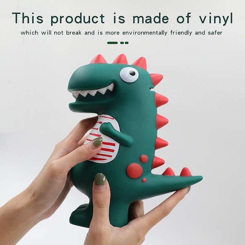 Piggy Bank, Cartoon Green Dinosaur Child Money Bank Shatterproof Box
