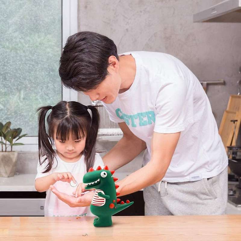 Piggy Bank, Cartoon Green Dinosaur Child Money Bank Shatterproof Box
