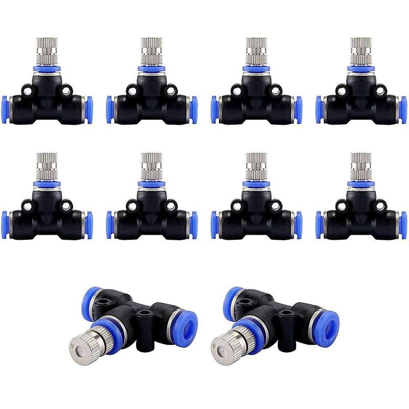 Misting Nozzle Kit 1/4-inch with Spray Connectors for Outdoor 10 Pcs
