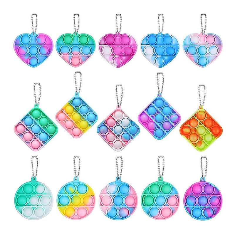 15 Pcs Mini Fidget Sensory Toy Silicone Keychain Toy Decompression