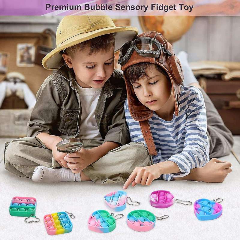 15 Pcs Mini Fidget Sensory Toy Silicone Keychain Toy Decompression