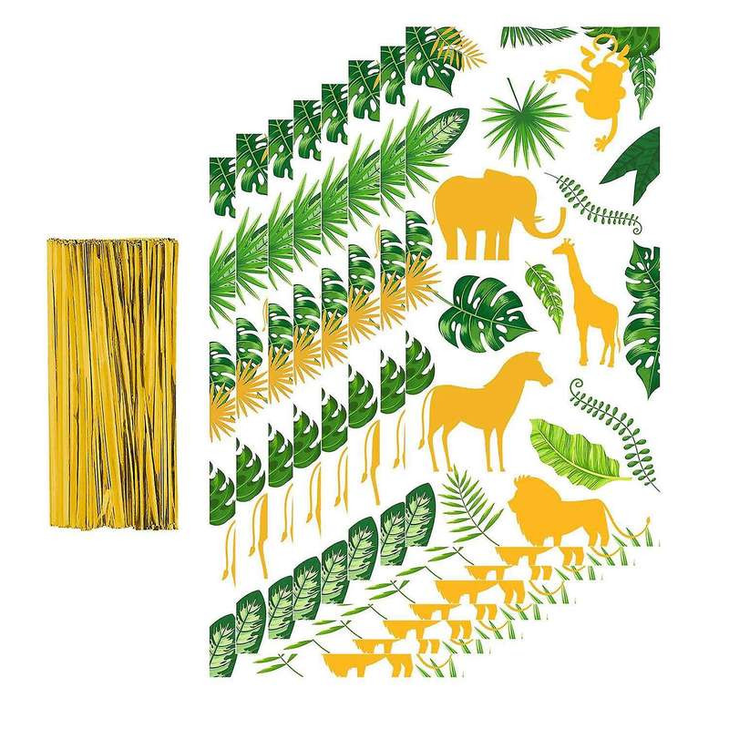 240pcs Green Gold Jungle Animal Plastic Candy Bags for Baby Shower