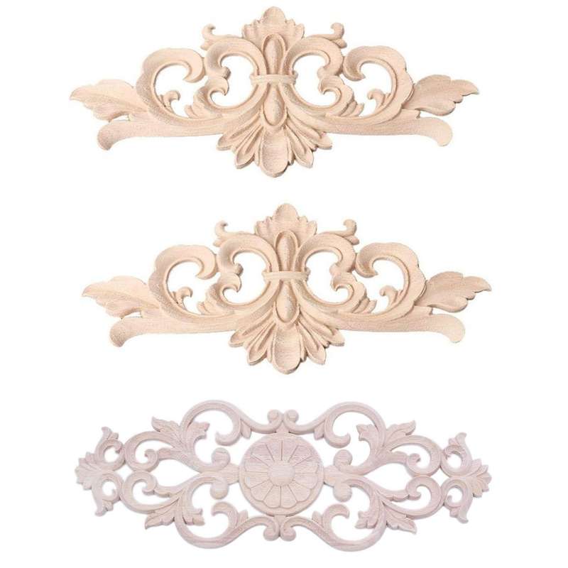 Rubber Wood Carved Applique Retro Furniture Crafts Decor(40*15cm)