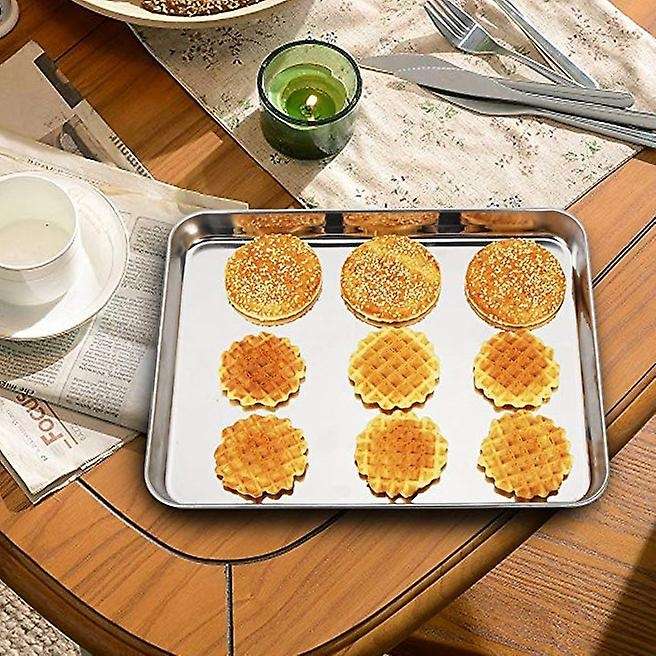 2pcs Baking Sheets Set Chef Cookie Sheets Stainless Steel Baking Pans