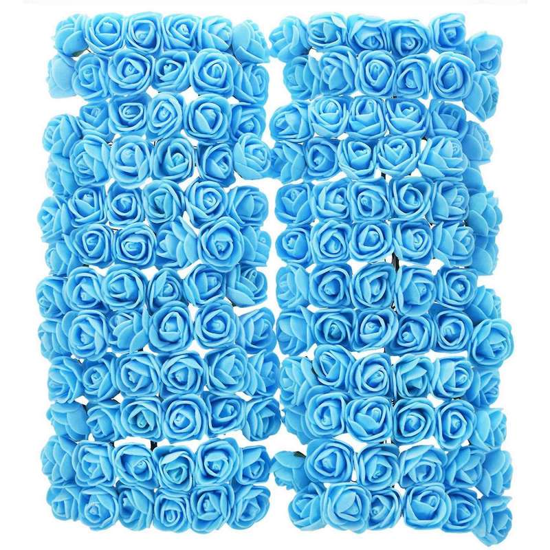 144x 2cm Pe Rose Foam Mini Flower Bouquet Solid Color Blue