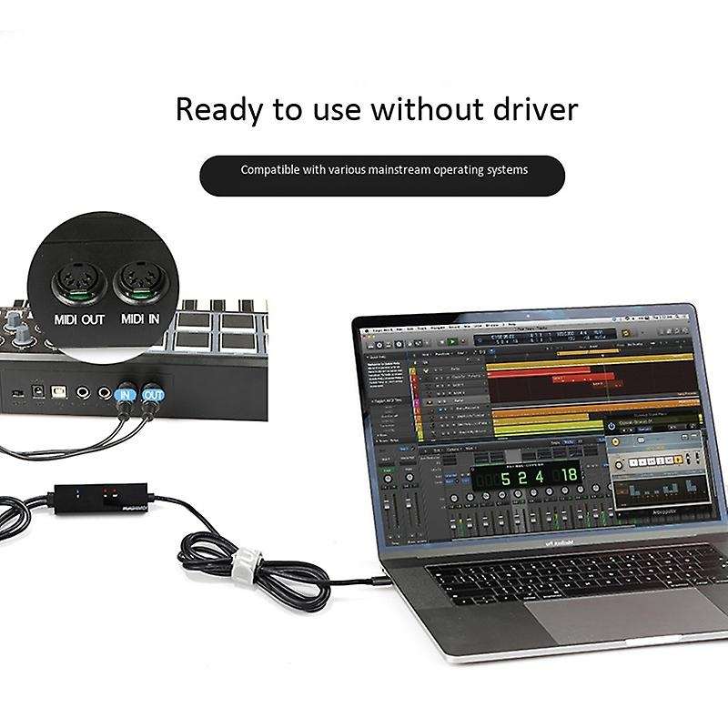 Doremidi Mtu-11 Midi to Usb C Type C Converter with Light for Android