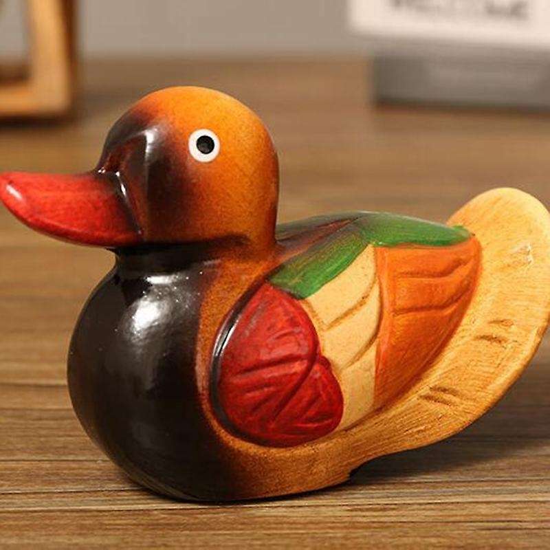 2pcs Mandarin Duck Decoration Wooden Mandarin Duck Model Handmade
