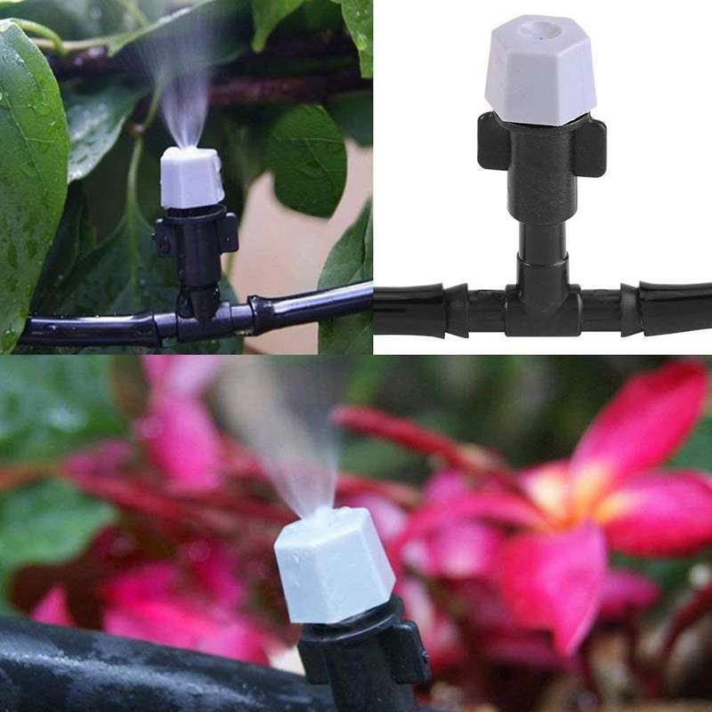 Diy Garden Misting Flow Drip Irrigation with Mist Nozzle Sprinkler