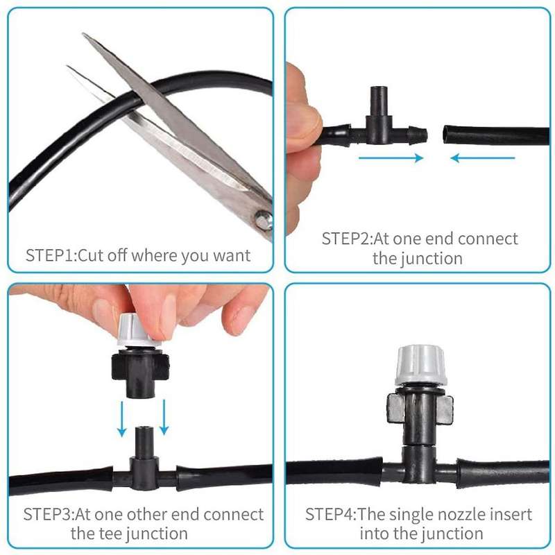 Diy Garden Misting Flow Drip Irrigation with Mist Nozzle Sprinkler