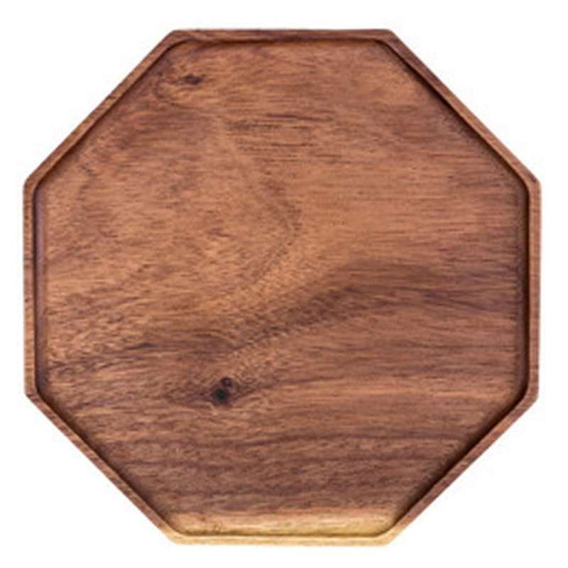 Wood Serving Plate Octagonal Plate Multipurpose Dinnerware Tray-b