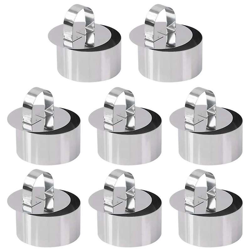 Set Of 8 - Round Cake Ring Cake Molds, Mousse and Pastry Food Rings