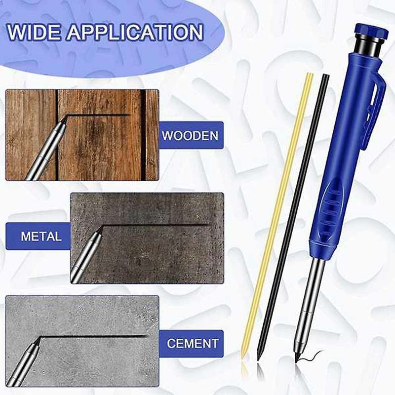 Solid Carpenter Pencil Set Woodworking Mechanical Pencil 3 Colors