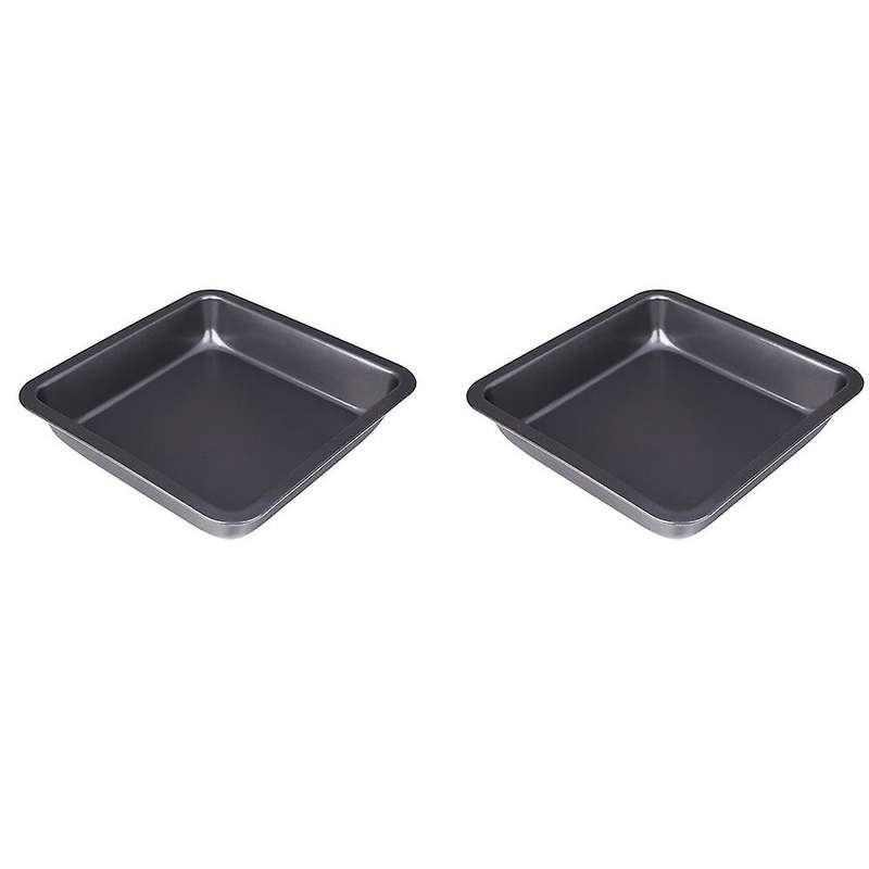 2pcs Carbon Steel Square Cake Mold Baking Pan Non-stick (black)
