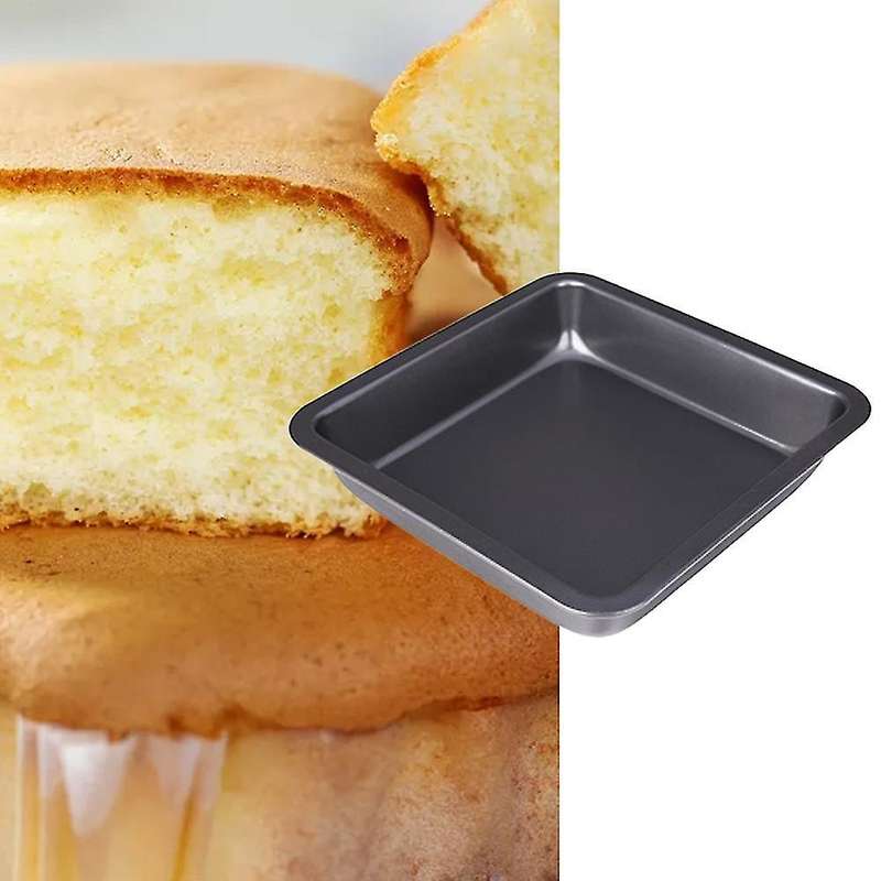 2pcs Carbon Steel Square Cake Mold Baking Pan Non-stick (black)